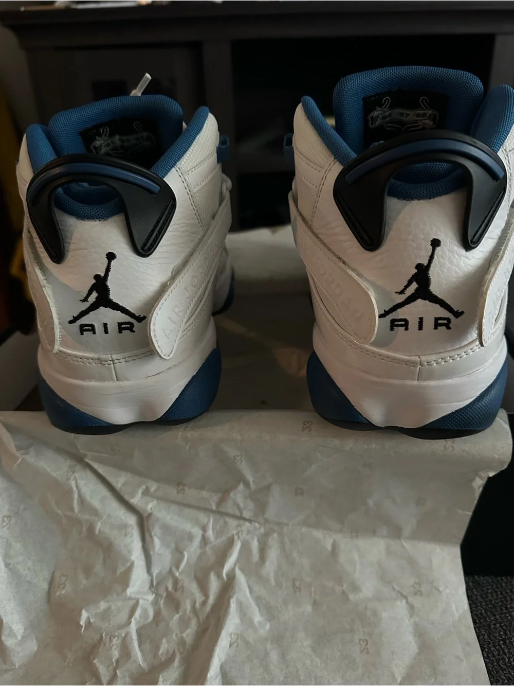Jordan Men's Blue and Black 6 rings Sneakers